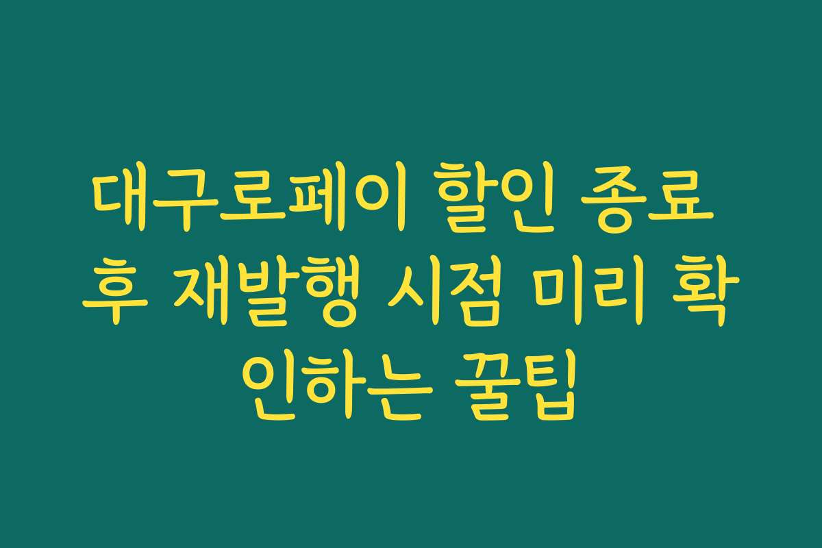 대구로페이 할인 종료 후 재발행 시점 미리 확인하는 꿀팁