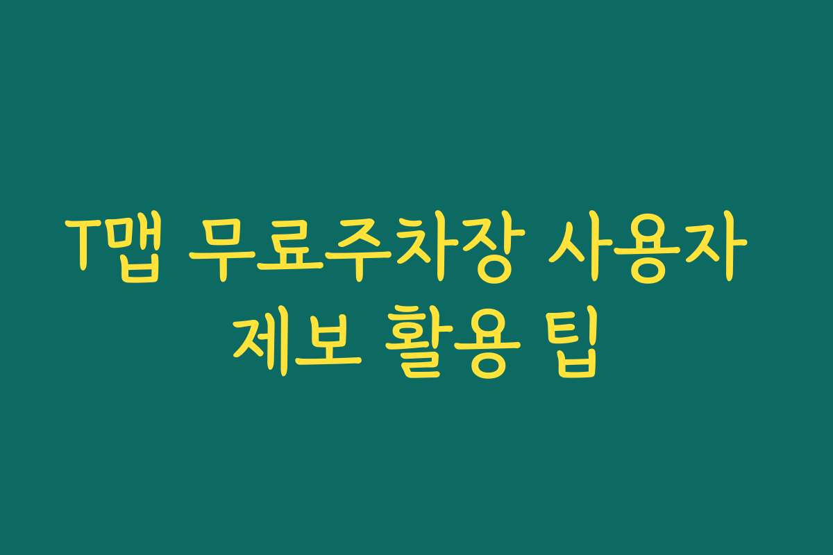 T맵 무료주차장 사용자 제보 활용 팁