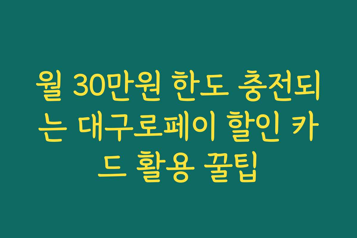 월 30만원 한도 충전되는 대구로페이 할인 카드 활용 꿀팁
