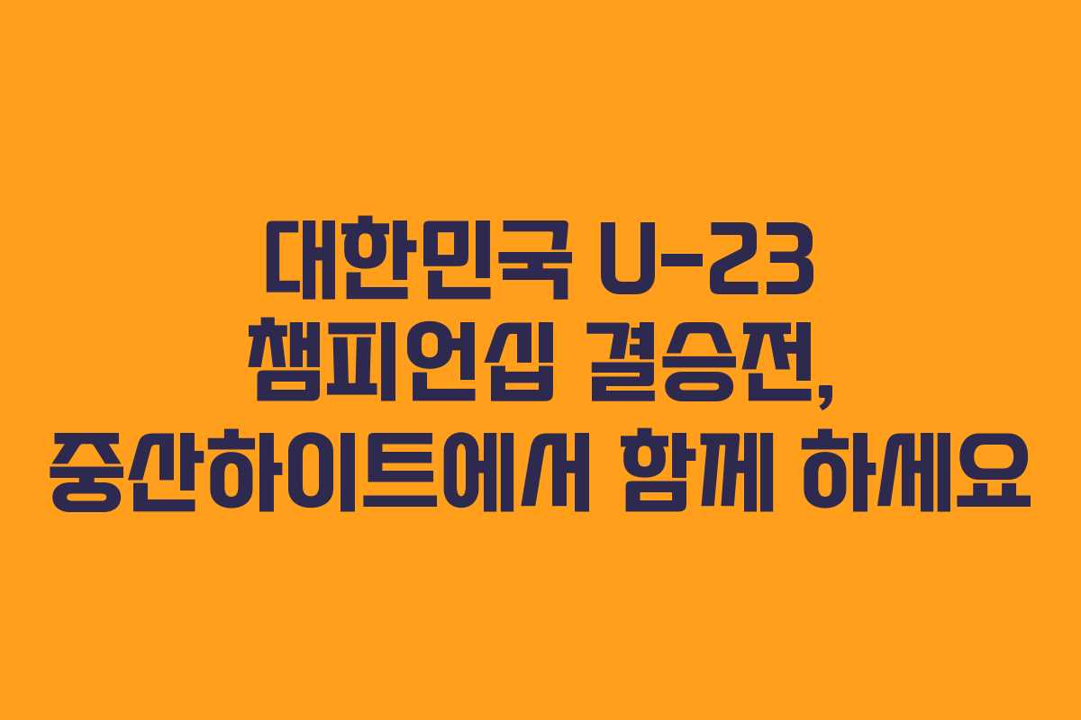 대한민국 U-23 챔피언십 결승전, 중산하이트에서 함께 하세요