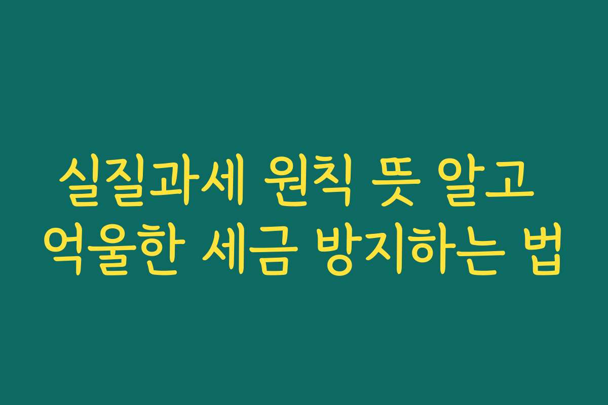 실질과세 원칙 뜻 알고 억울한 세금 방지하는 법
