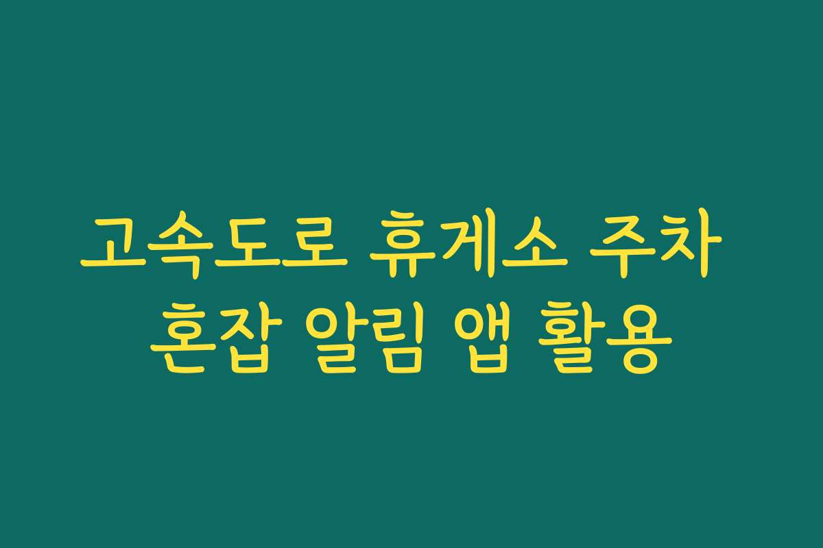 고속도로 휴게소 주차 혼잡 알림 앱 활용
