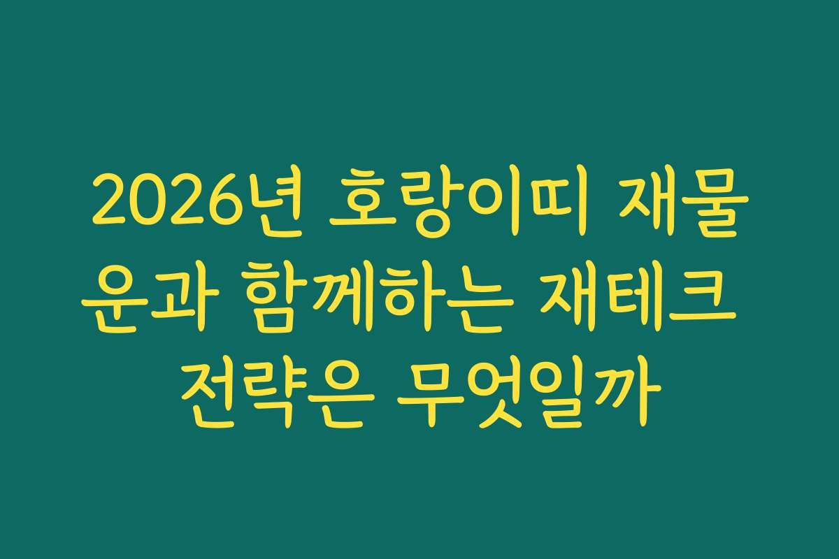 2026년 호랑이띠 재물운과 함께하는 재테크 전략은 무엇일까