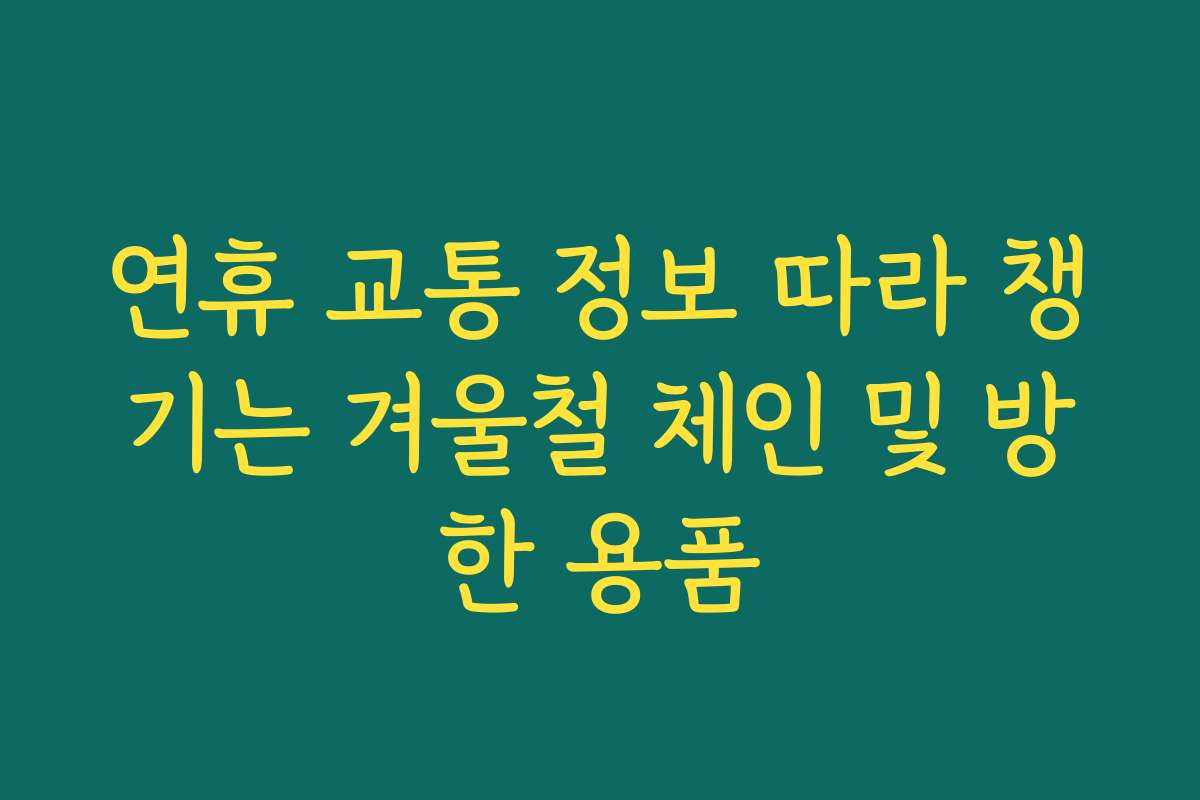 연휴 교통 정보 따라 챙기는 겨울철 체인 및 방한 용품