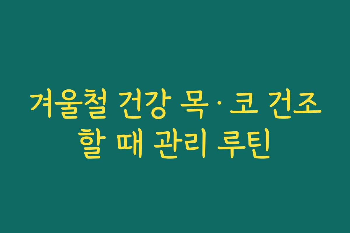 겨울철 건강 목·코 건조할 때 관리 루틴