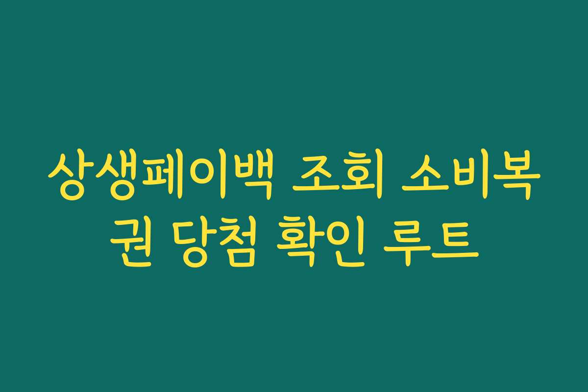 상생페이백 조회 소비복권 당첨 확인 루트