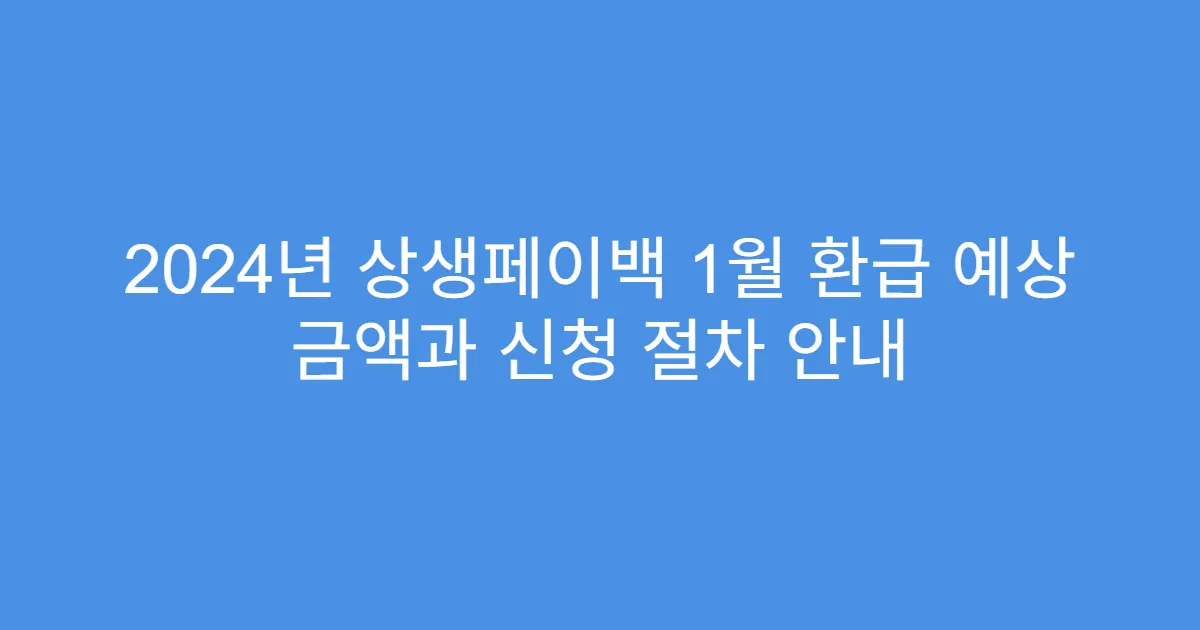 2024년 상생페이백 1월 환급 예상 금액과 신청 절차 안내
