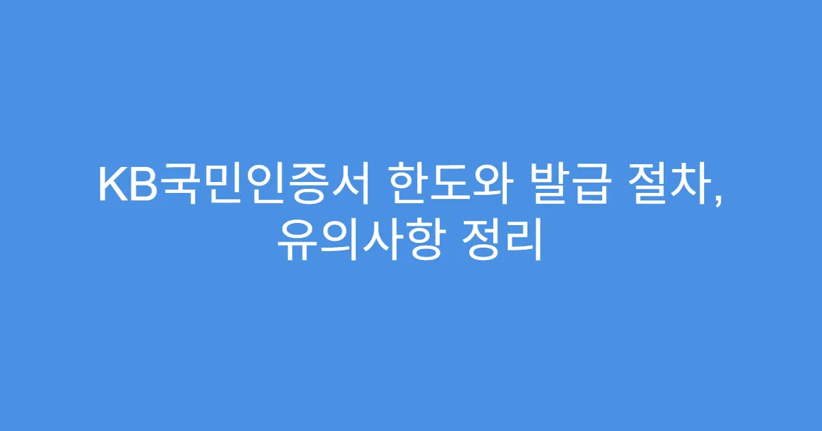 KB국민인증서 한도와 발급 절차, 유의사항 정리