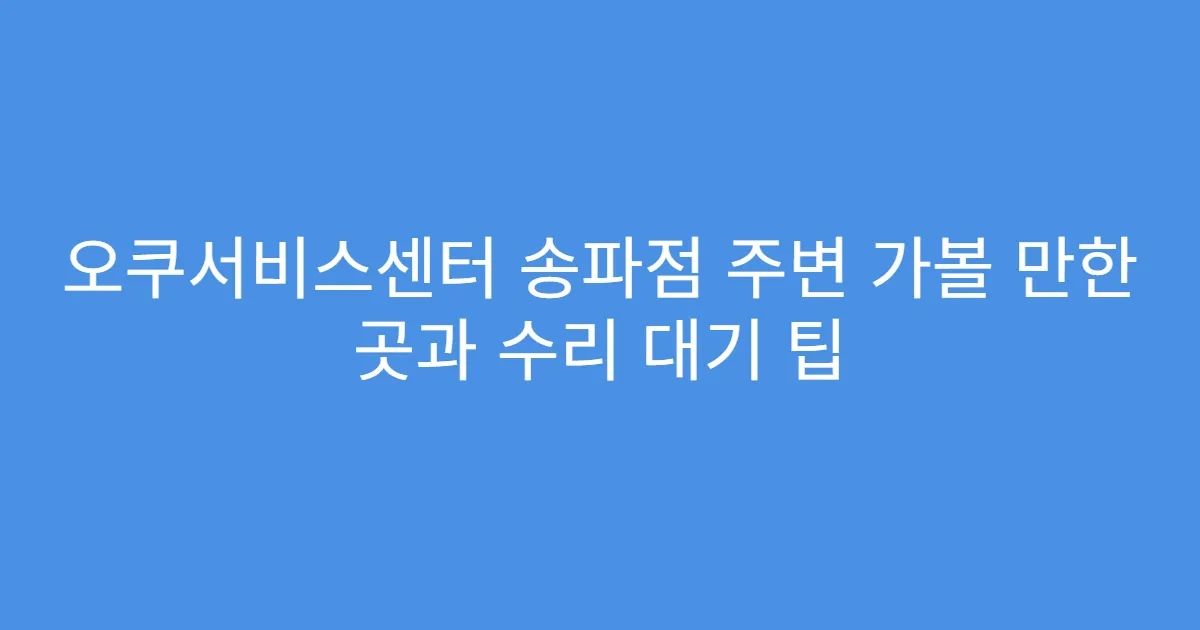 오쿠서비스센터 송파점 주변 가볼 만한 곳과 수리 대기 팁
