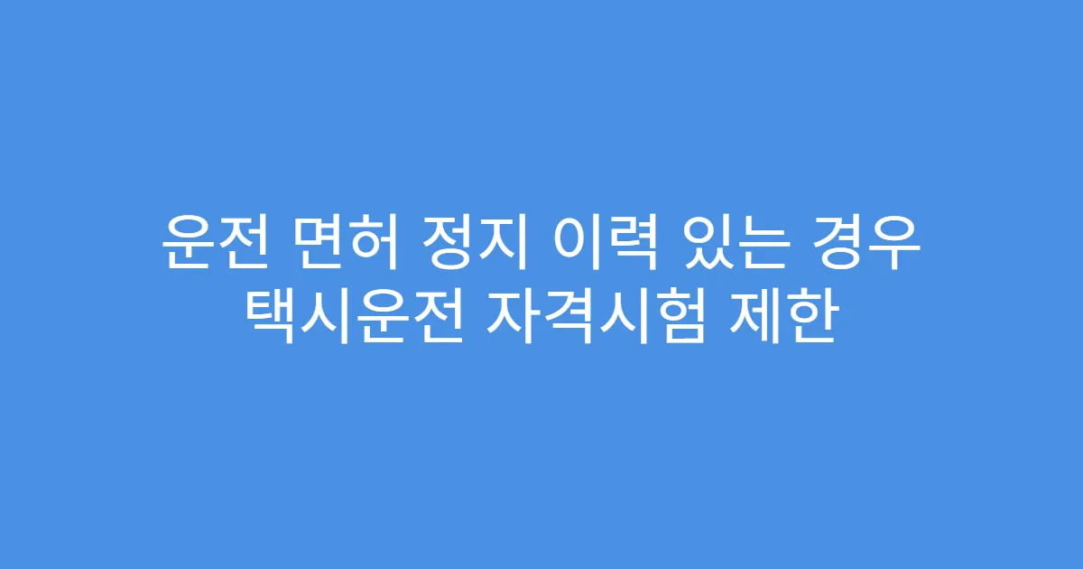 운전 면허 정지 이력 있는 경우 택시운전 자격시험 제한