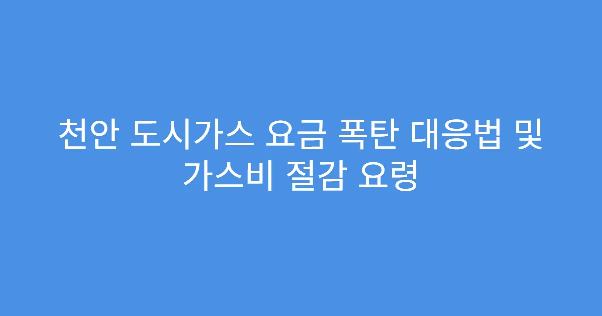 천안 도시가스 요금 폭탄 대응법 및 가스비 절감 요령