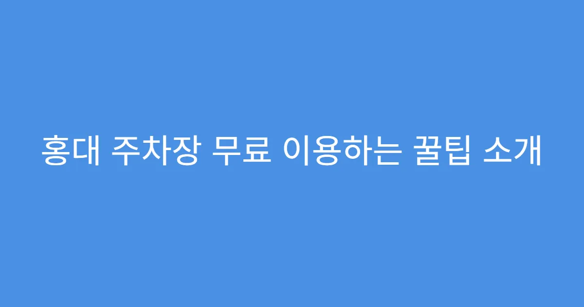 홍대 주차장 무료 이용하는 꿀팁 소개