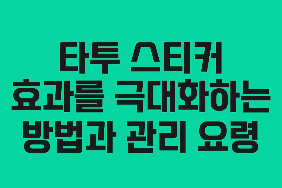 타투 스티커 효과를 극대화하는 방법과 관리 요령