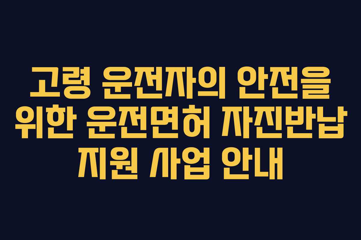 고령 운전자의 안전을 위한 운전면허 자진반납 지원 사업 안내