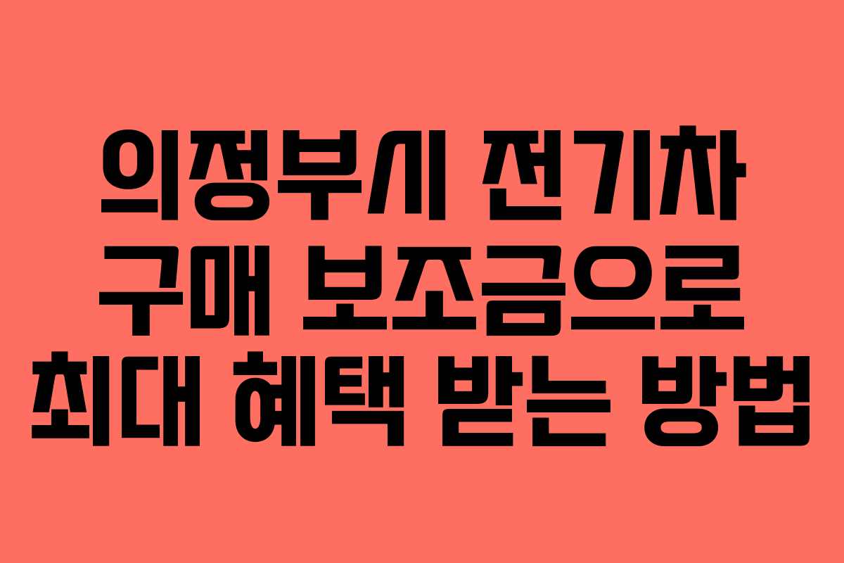 의정부시 전기차 구매 보조금으로 최대 혜택 받는 방법
