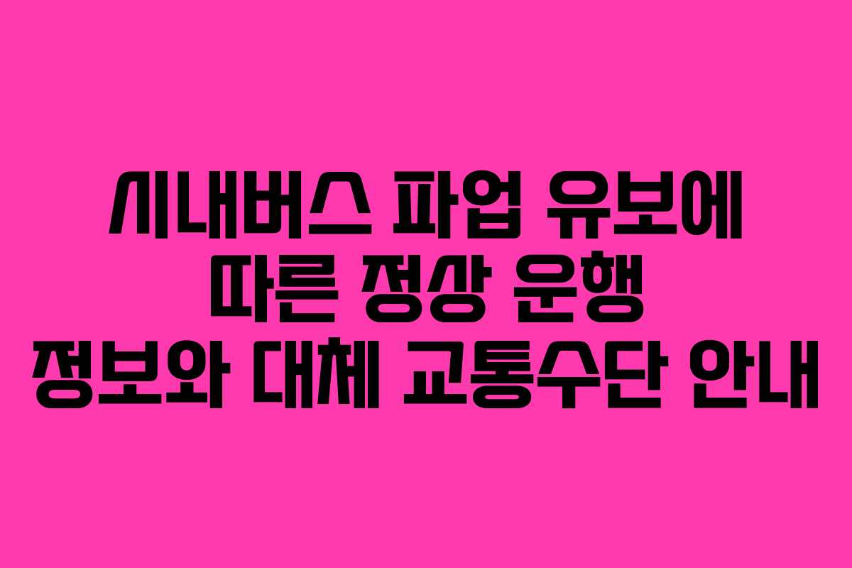 시내버스 파업 유보에 따른 정상 운행 정보와 대체 교통수단 안내