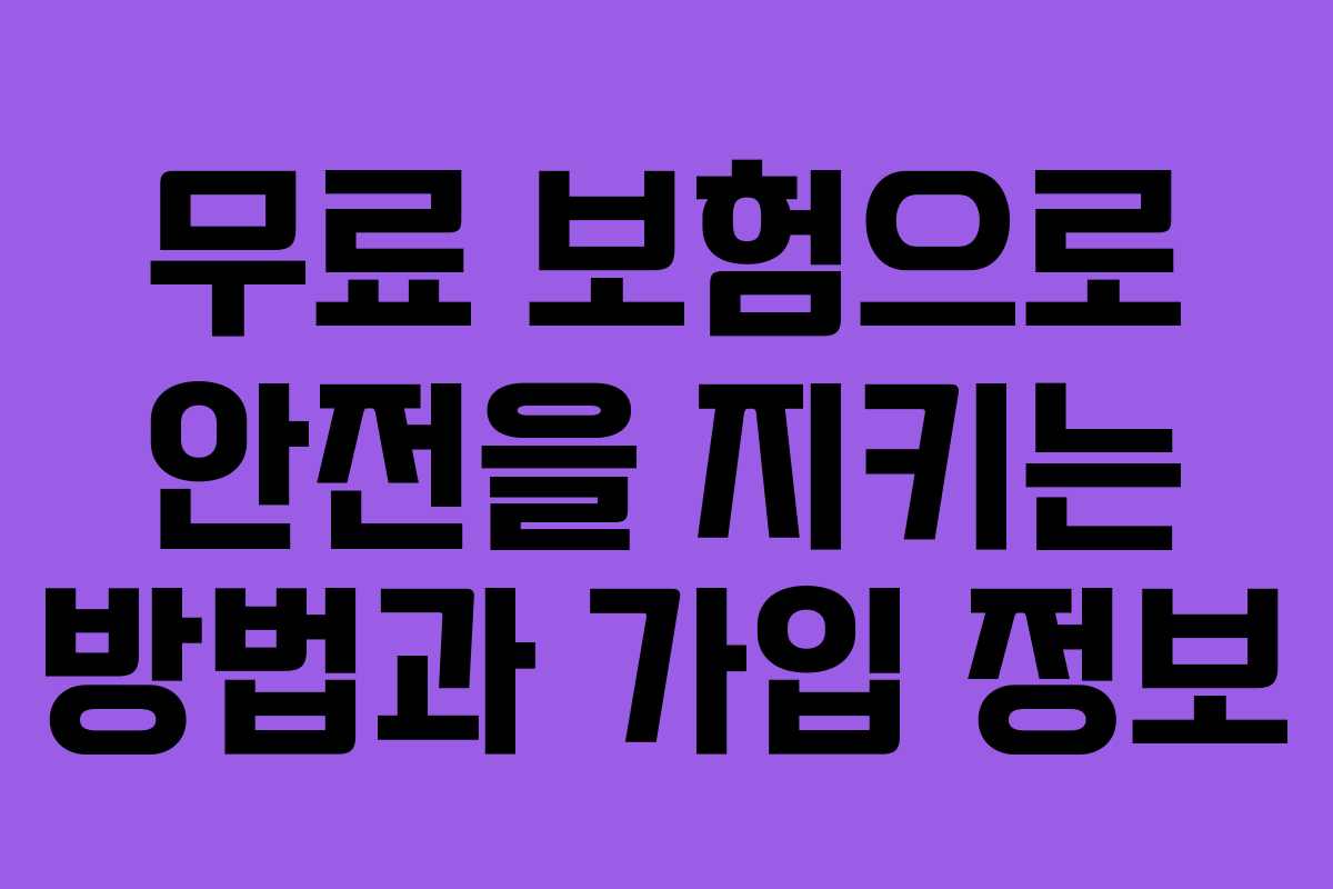 무료 보험으로 안전을 지키는 방법과 가입 정보