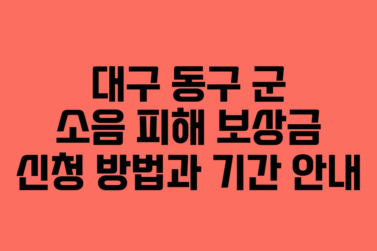 대구 동구 군 소음 피해 보상금 신청 방법과 기간 안내