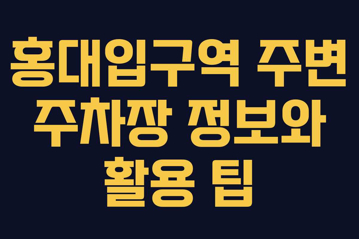 홍대입구역 주변 주차장 정보와 활용 팁