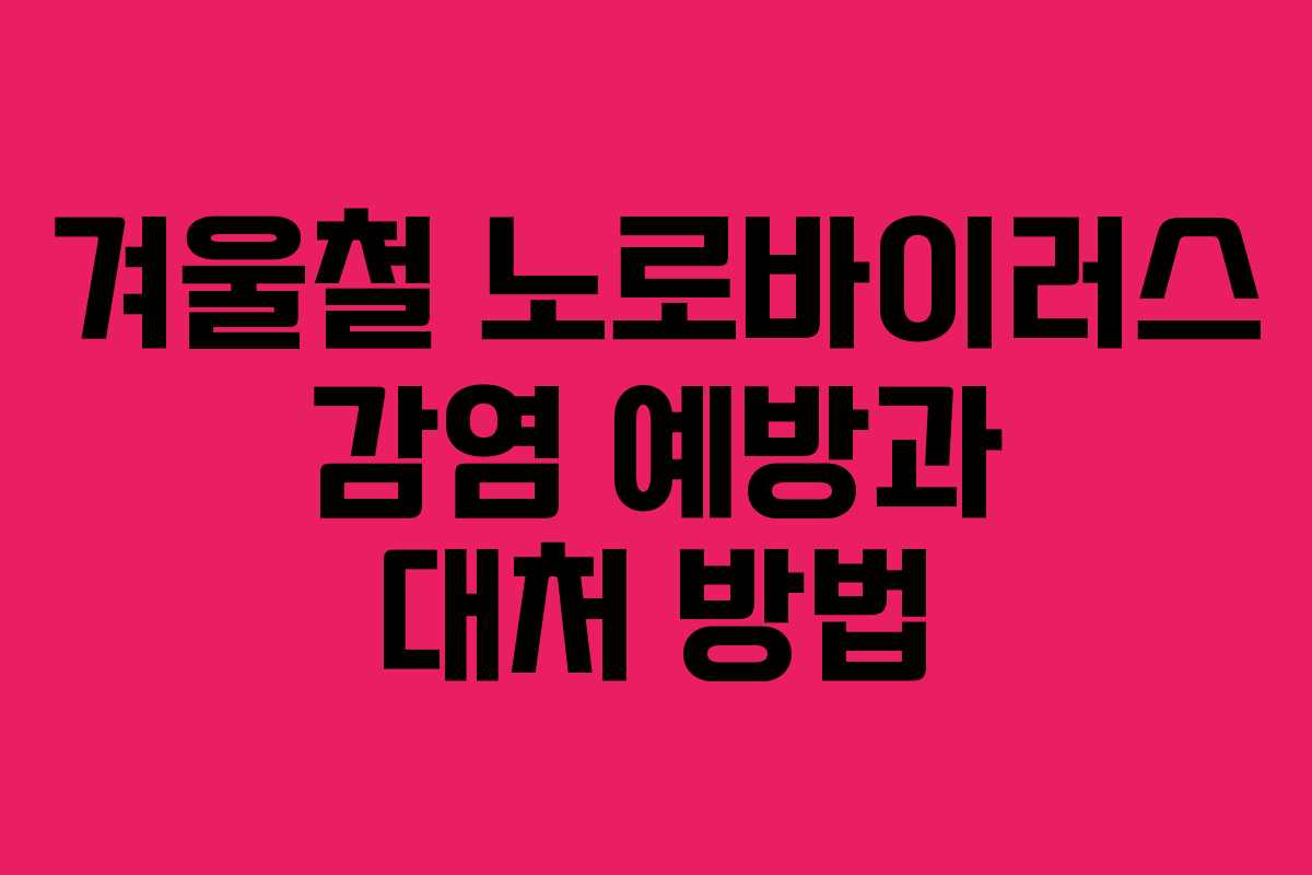 겨울철 노로바이러스 감염 예방과 대처 방법