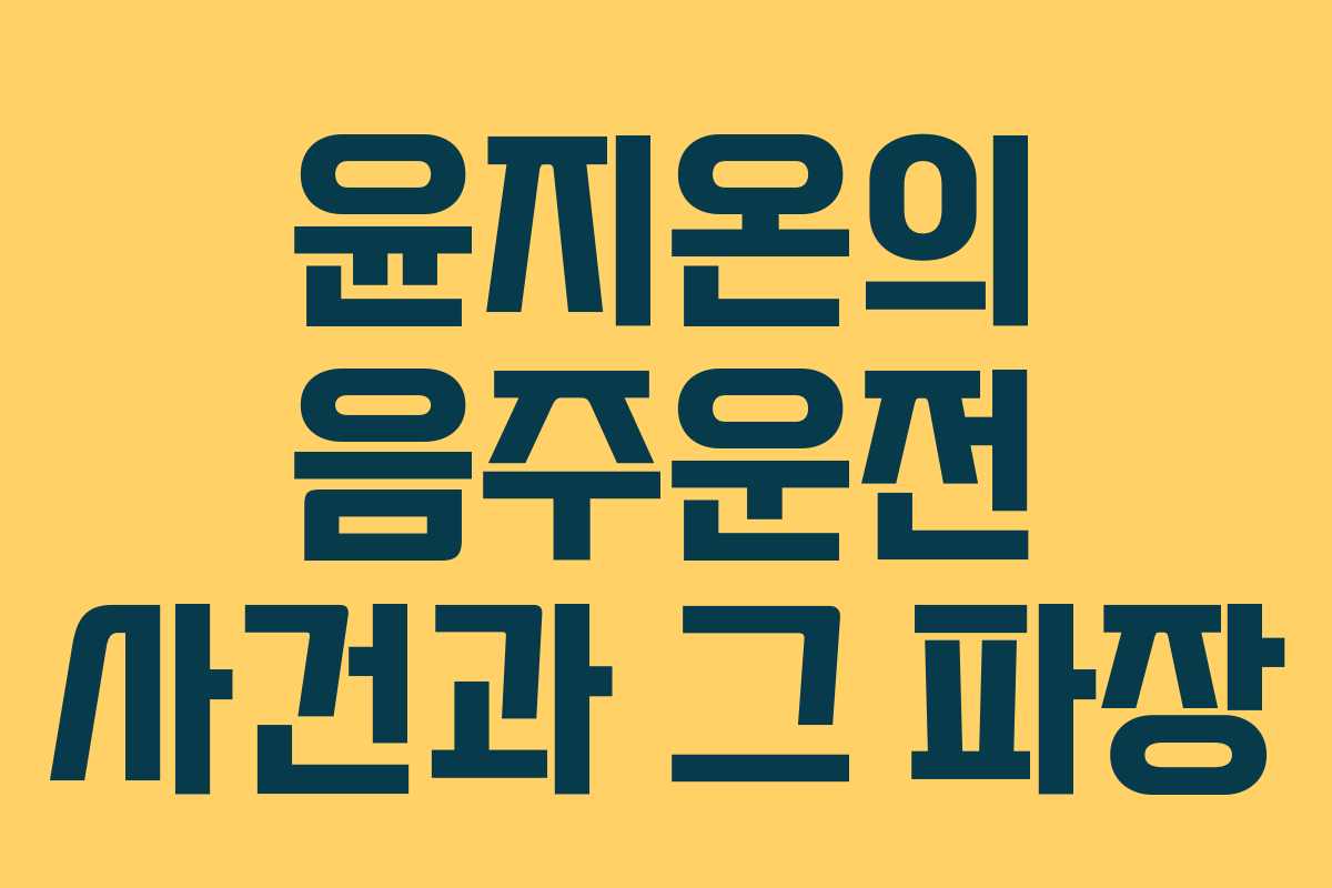 윤지온의 음주운전 사건과 그 파장