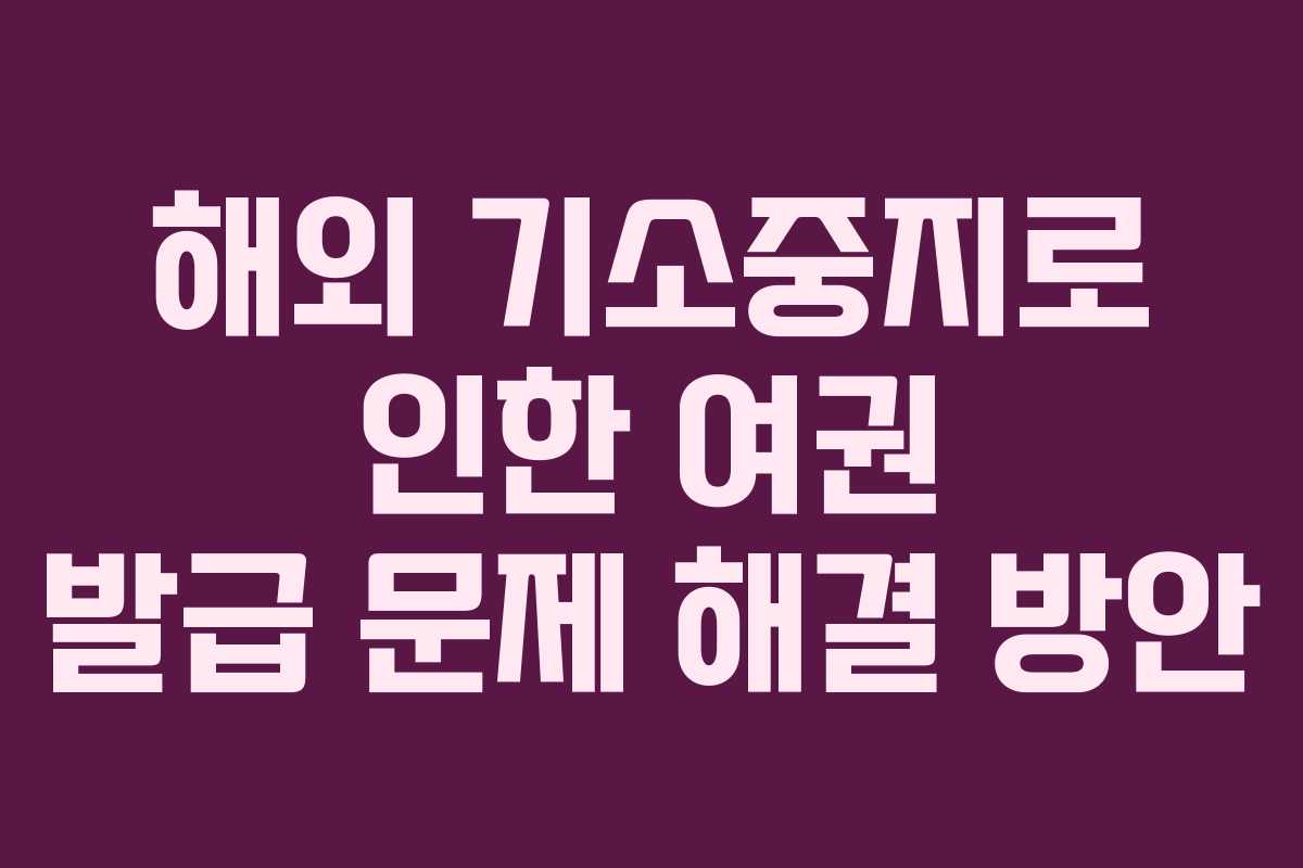 해외 기소중지로 인한 여권 발급 문제 해결 방안