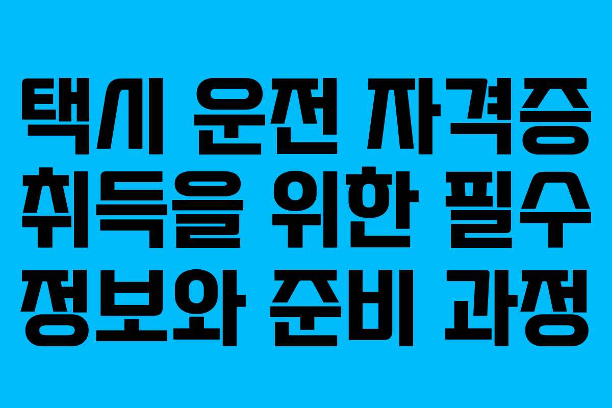 택시 운전 자격증 취득을 위한 필수 정보와 준비 과정