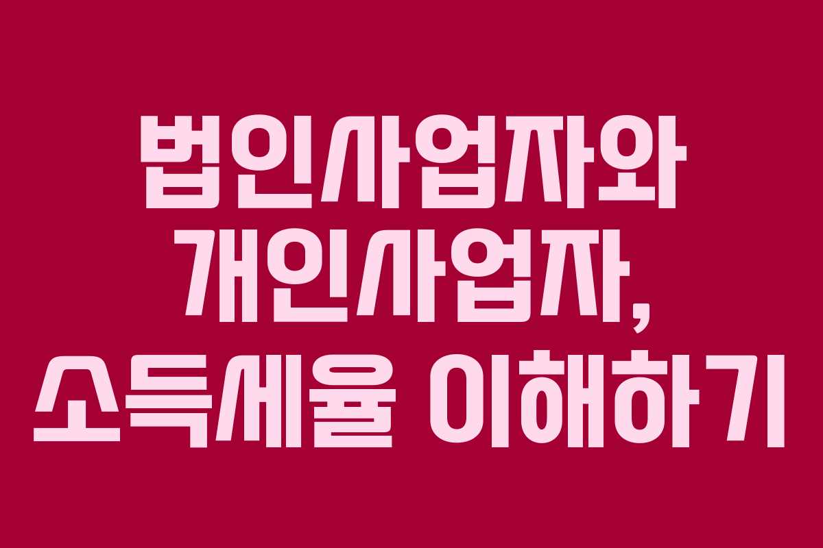 법인사업자와 개인사업자, 소득세율 이해하기