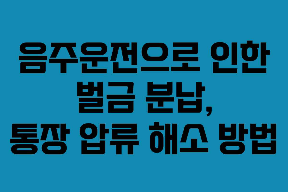 음주운전으로 인한 벌금 분납, 통장 압류 해소 방법