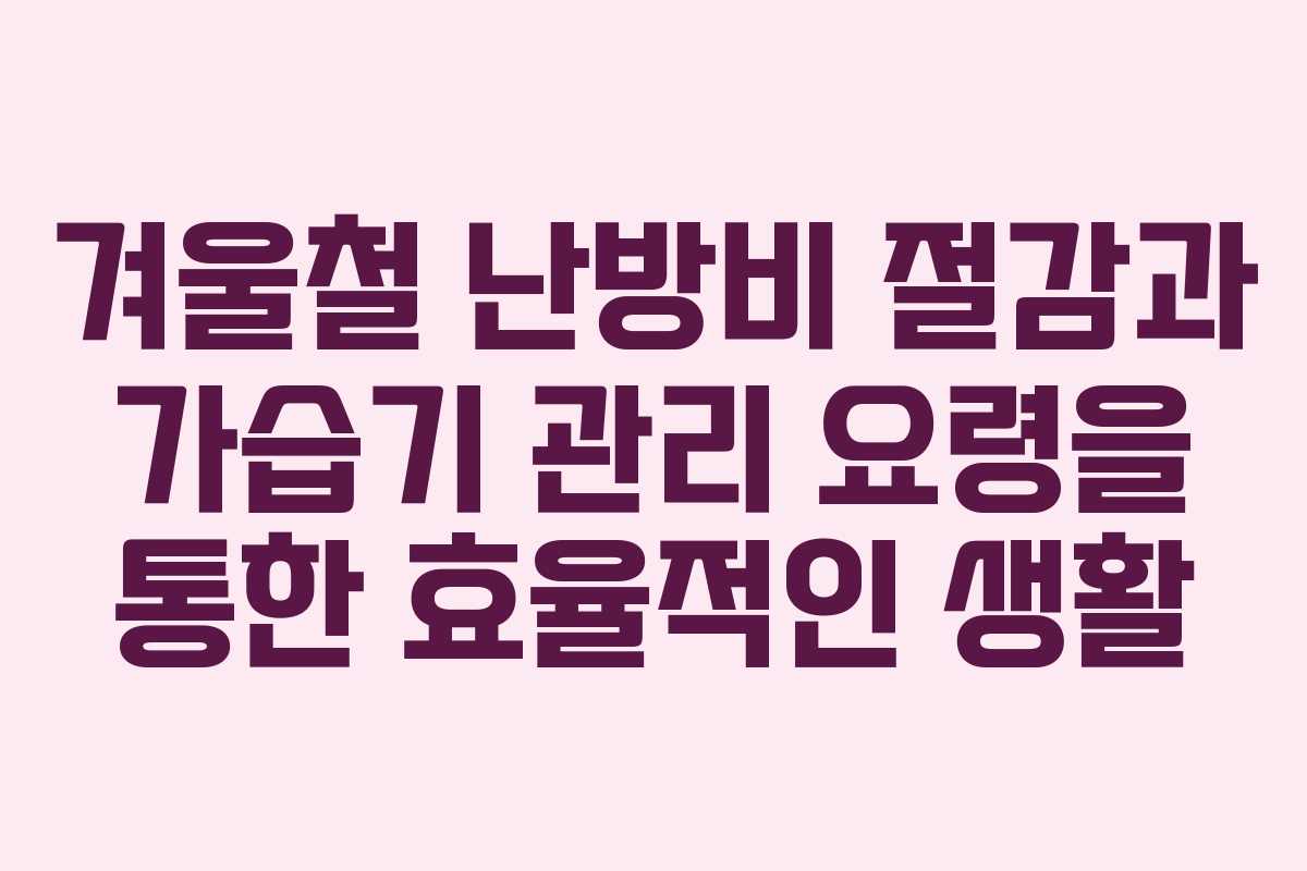 겨울철 난방비 절감과 가습기 관리 요령을 통한 효율적인 생활