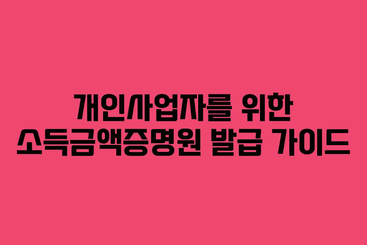 개인사업자를 위한 소득금액증명원 발급 가이드