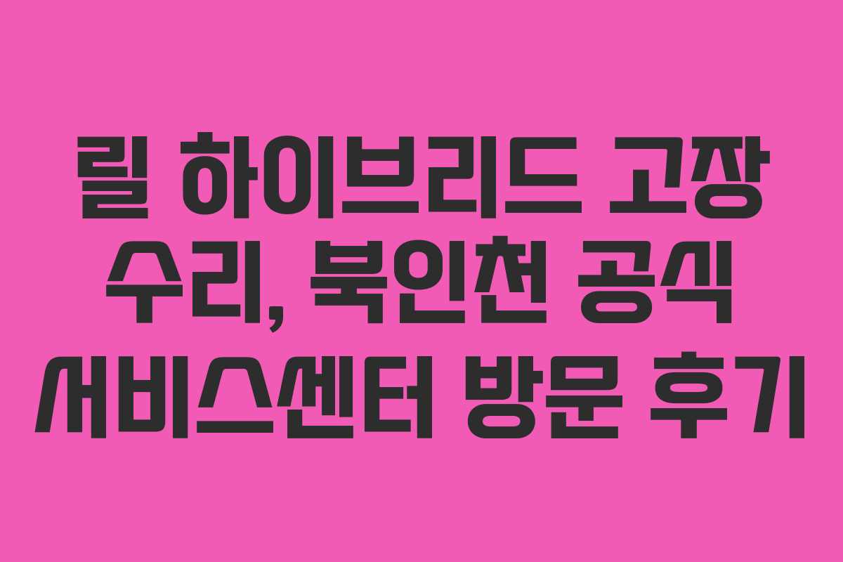 릴 하이브리드 고장 수리, 북인천 공식 서비스센터 방문 후기