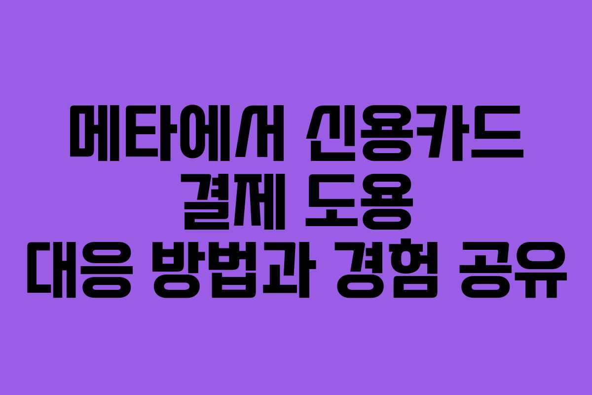 메타에서 신용카드 결제 도용 대응 방법과 경험 공유