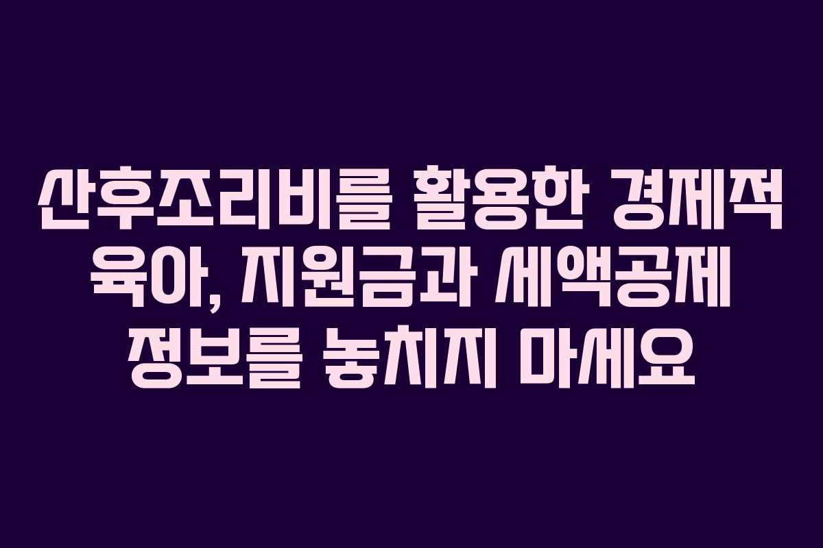 산후조리비를 활용한 경제적 육아, 지원금과 세액공제 정보를 놓치지 마세요