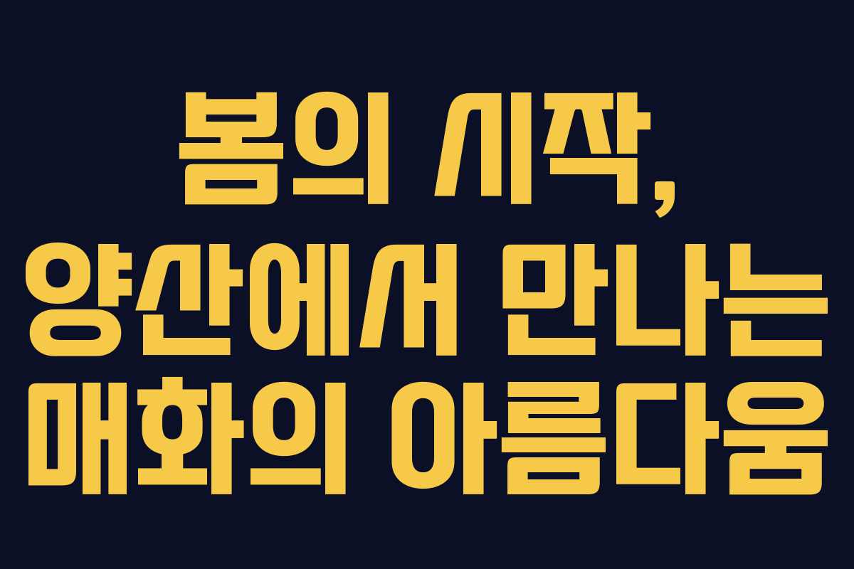 봄의 시작, 양산에서 만나는 매화의 아름다움