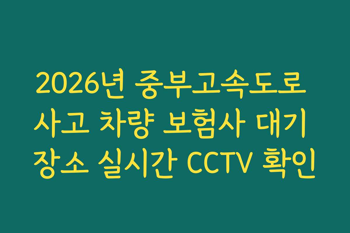 2026년 중부고속도로 사고 차량 보험사 대기 장소 실시간 CCTV 확인