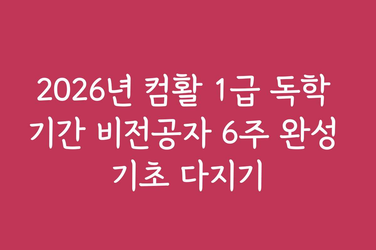 2026년 컴활 1급 독학 기간 비전공자 6주 완성 기초 다지기