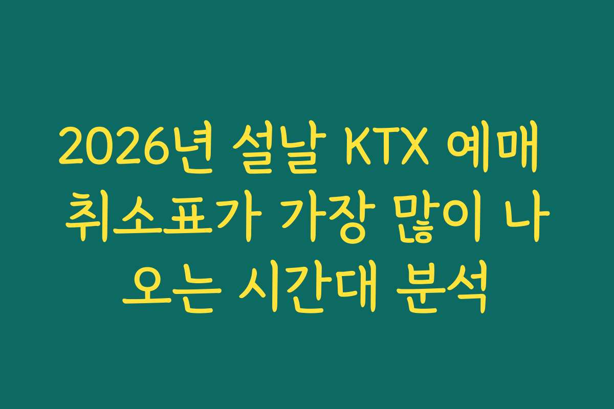 2026년 설날 KTX 예매 취소표가 가장 많이 나오는 시간대 분석