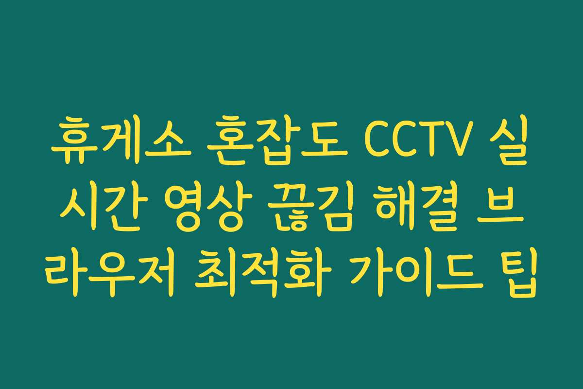 휴게소 혼잡도 CCTV 실시간 영상 끊김 해결 브라우저 최적화 가이드 팁