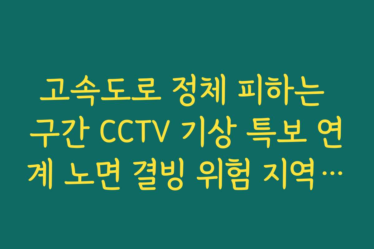 고속도로 정체 피하는 구간 CCTV 기상 특보 연계 노면 결빙 위험 지역 체크