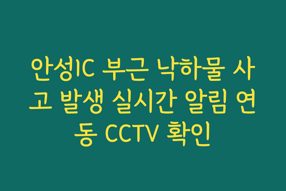 안성IC 부근 낙하물 사고 발생 실시간 알림 연동 CCTV 확인