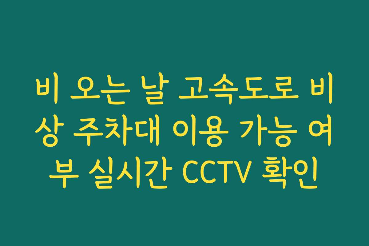 비 오는 날 고속도로 비상 주차대 이용 가능 여부 실시간 CCTV 확인
