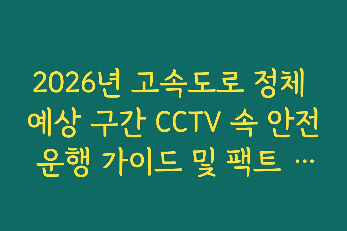 2026년 고속도로 정체 예상 구간 CCTV 속 안전 운행 가이드 및 팩트 확인