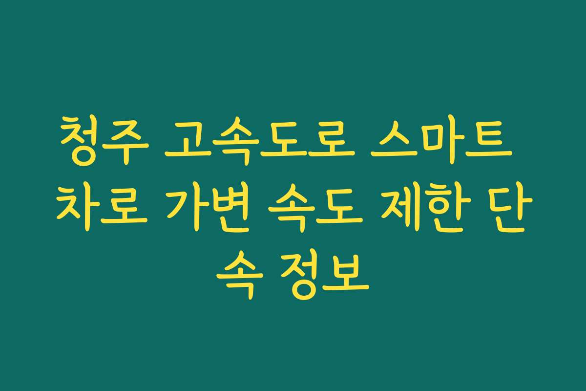 청주 고속도로 스마트 차로 가변 속도 제한 단속 정보