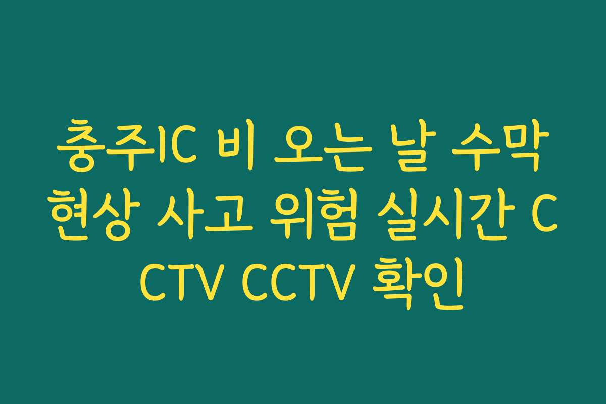 충주IC 비 오는 날 수막현상 사고 위험 실시간 CCTV CCTV 확인
