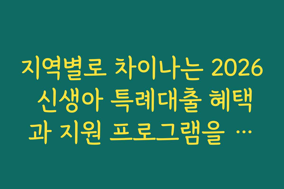 지역별로 차이나는 2026 신생아 특례대출 혜택과 지원 프로그램을 비교해보세요