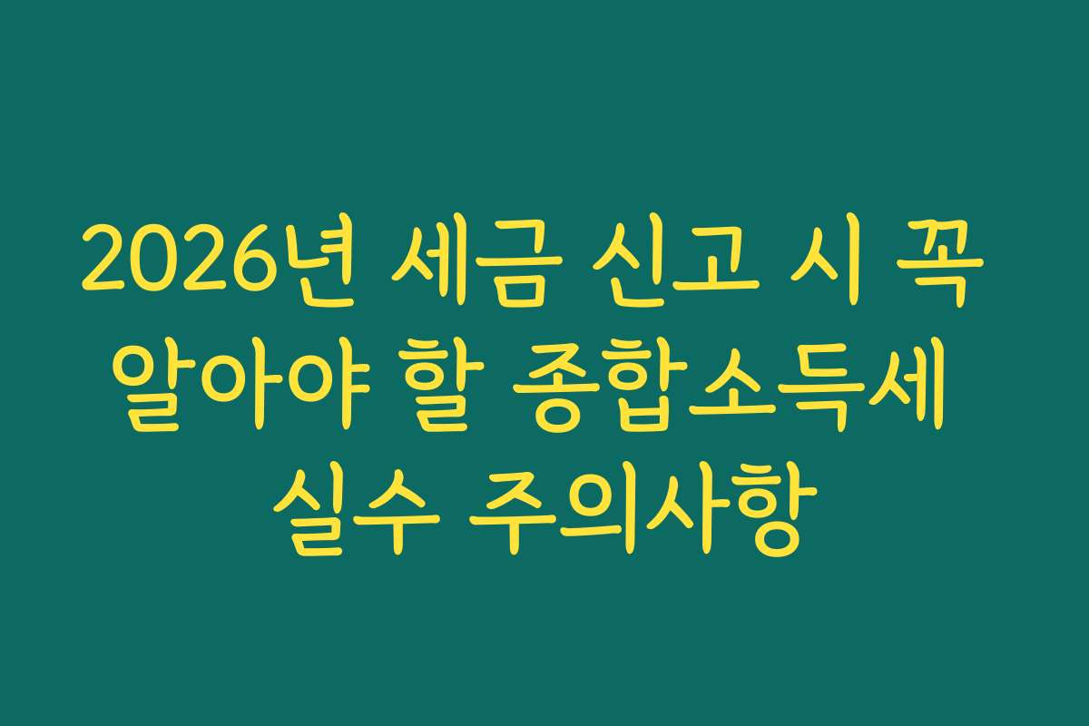 2026년 세금 신고 시 꼭 알아야 할 종합소득세 실수 주의사항