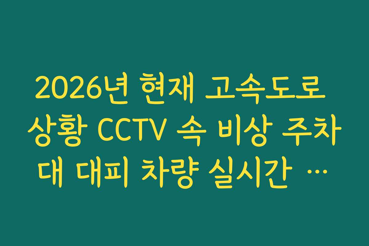 2026년 현재 고속도로 상황 CCTV 속 비상 주차대 대피 차량 실시간 확인