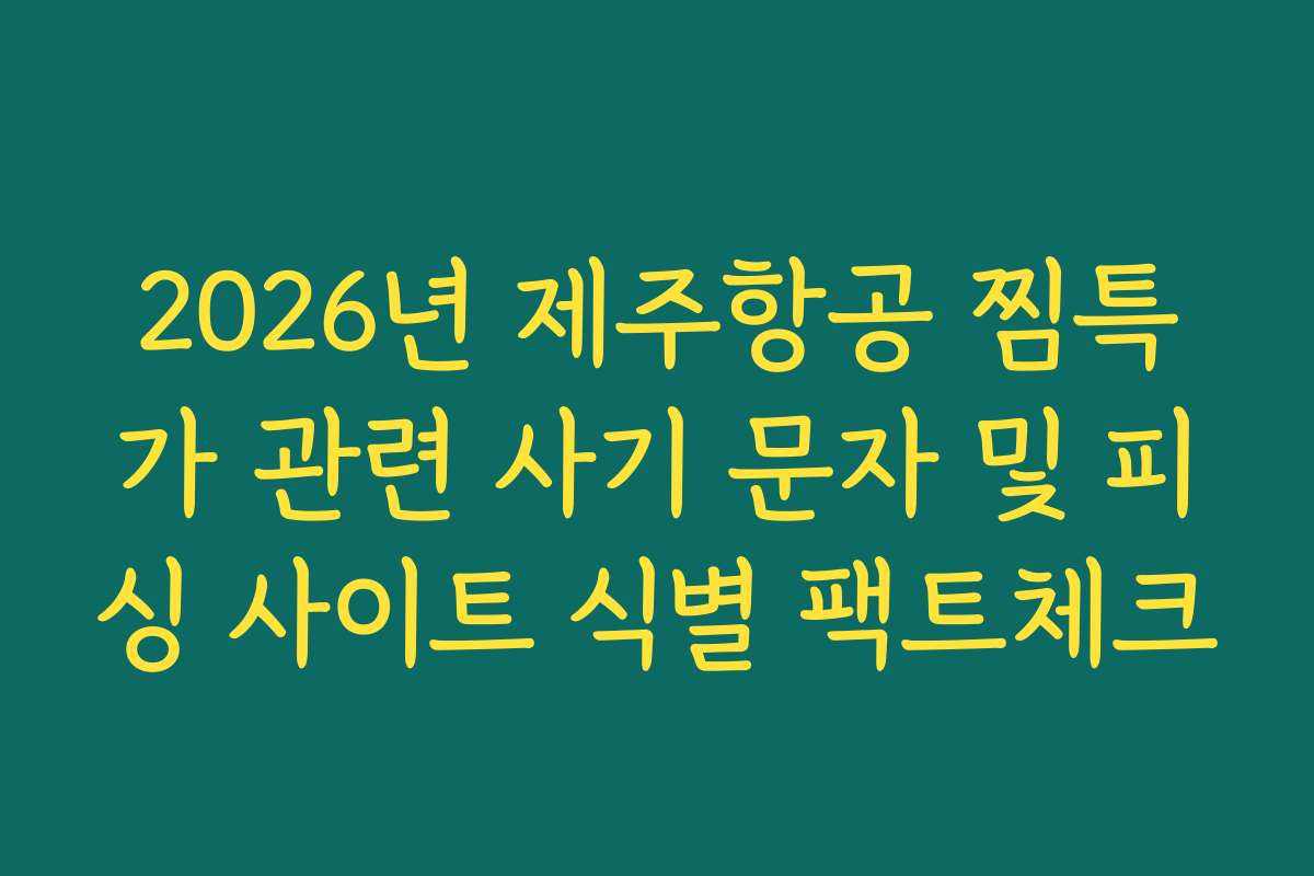 2026년 제주항공 찜특가 관련 사기 문자 및 피싱 사이트 식별 팩트체크