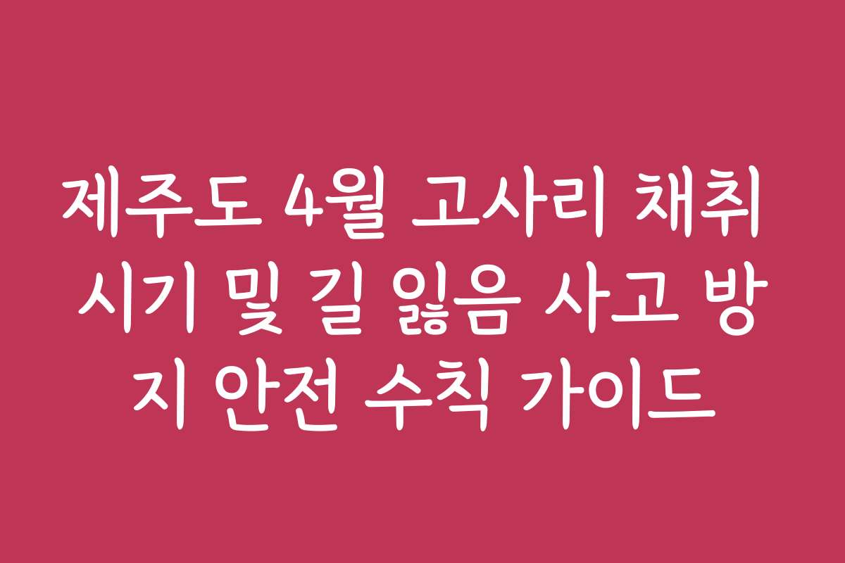 제주도 4월 고사리 채취 시기 및 길 잃음 사고 방지 안전 수칙 가이드